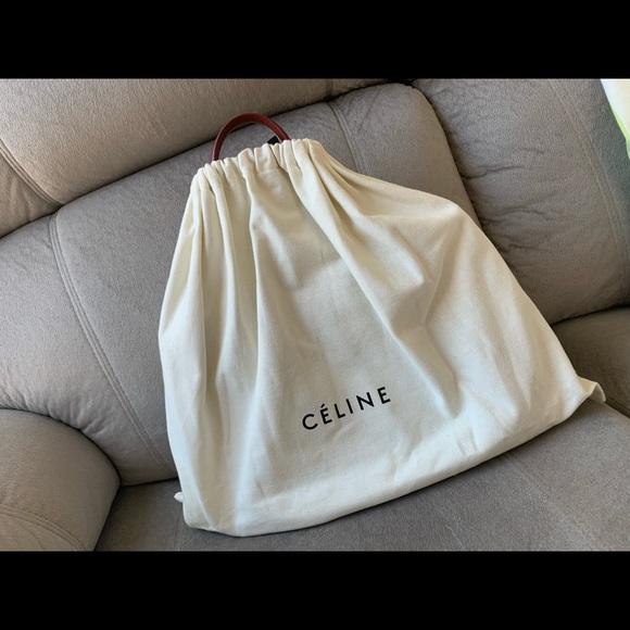 Celine Clasp Medium Red Calfskin Leather Tote - Picture 2 of 16